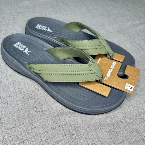 Mens Break Point 2 Flip Flops Green Sandals Comfortable Walking Summer 11 NWT - Picture 9 of 10